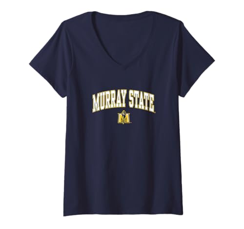 Womens Murray State Racers Arch Over Navy Officially Licensed V-Neck T-Shirt