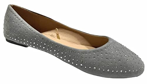 Image of Shoes 18 Womens Faux Suede Rhinestone Ballerina Ballet Flats Shoes