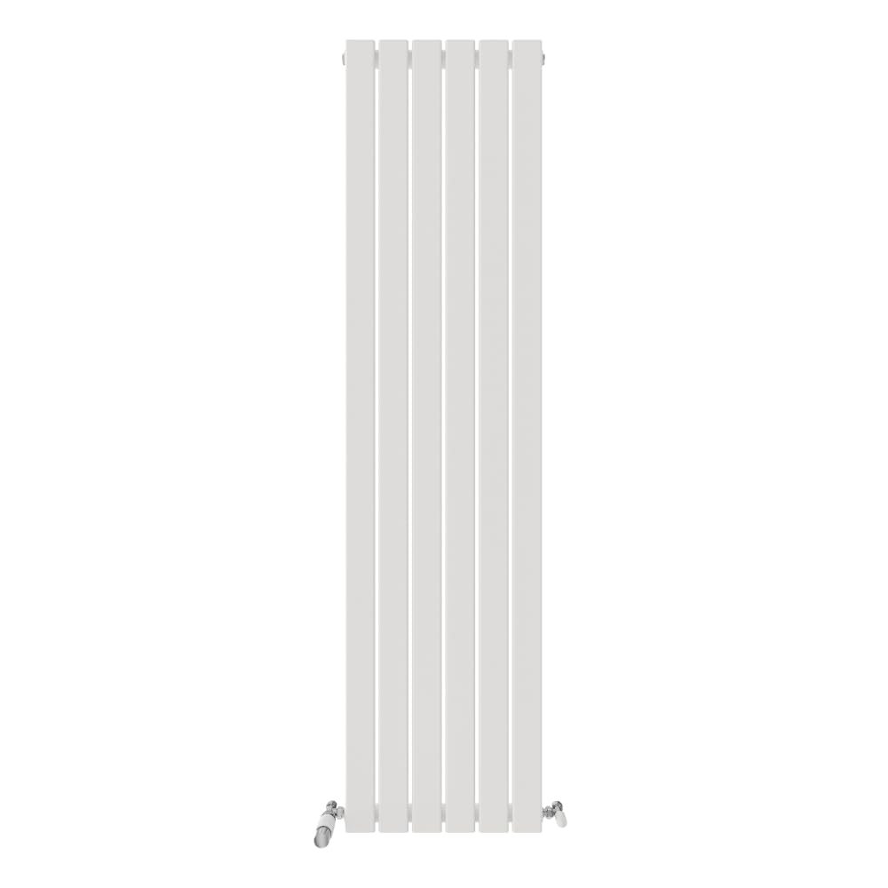 iBathUK Apex Wall Mounted Vertical Single Slim Flat Panel Radiator, 6-Column Steel, Hydronic Central Heating, High Thermal Output, Modern Designer Radiator for Bathroom in Matt White, 1800 x 456 mm — image 1