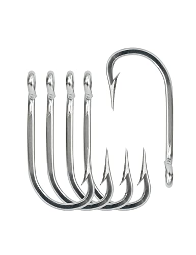 Bluewing Needle Point Trolling Hooks 10Pcs Stainless Steel Fishing Hooks Extra Sharp Fish Hooks For Freshwater Saltwater Fishing, Size 6/0 #TOP12