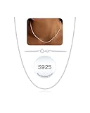 HARJJME Collares de cadena de plata de ley S925 para mujer, cadena de caja de 1 mm, cadena fina y resistente, cadena de oro para mujer, regalo minimalista simple, 22.0 Inches（55cm）, Latón, Sin piedra