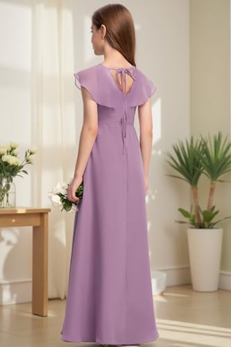 Chiffon Flower Girl Dresses for Wedding Junior Girl Bridesmaid Dresses for Teen Girls with Slit4