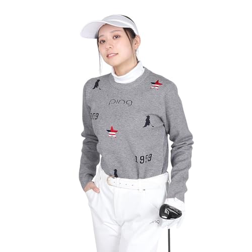 ピン クルーネックセーター レディース