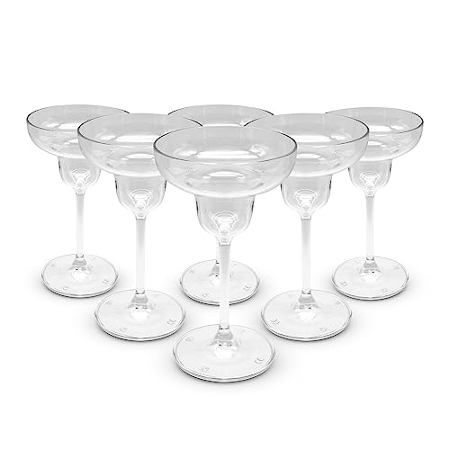DOJA Barcelona | Vasos Plastico Margarita | Transparente | Pack 6 | Copas Margarita Plastico Duro Reutilizable | Vasos Policarbonato Transparente | Copas Plastico Margaritas, Cocktail Reutilizables