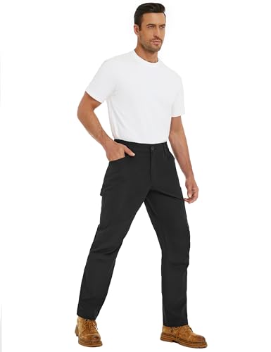 Lzzidou Men's Lightweight Casual Work Pants, Quick Dry Water Resistant 5 Pocket Utility Pants Ripstop Straight-Fit Workwear4