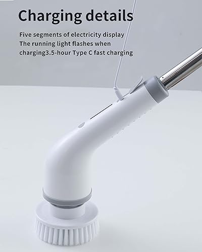Image of Electric Spin Scrubber, Portable Cordless Cleaning Brush with Adjustable Extension Rod Power Shower Scrubber with 8 Replaceable Cleaning Heads for Bathtub /Sink /Tile /Floor /Window /Bathroom