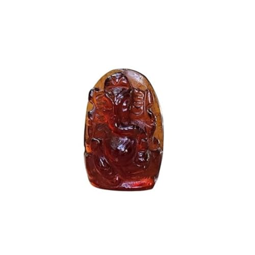 Image of SOULWISE Gomed Ganesha Idol 23 Carats Hessonite Garnet Ganesh Murti for Home Temple Vastu Spiritual Idol for Protection Desk Decor Puja Gift for Office Home
