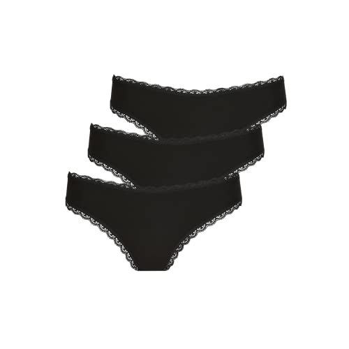 Zockn Tangas mit Spitze | 3er-Pack - XS/Schwarz I einfarbig I Oeko-TEX® I...