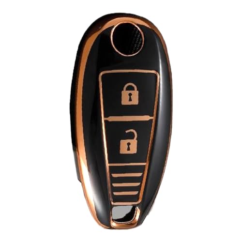 Image of TPU Car Key Cover Black & Golden Compatible for Toyota Urban Cruiser (Toyota, 2 /3 Button Push Smart Key)