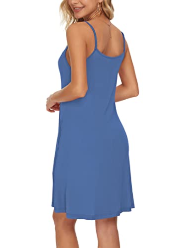 Image of MISFAY Women's Summer Spaghetti Strap Casual Beach Cover Up Dress with Pockets