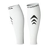 Rymora Calf Compression Sleeves for Men and Women (Calves Treatment for Shin Splints, Running, Etc) (One Pair) (White) (Medium)