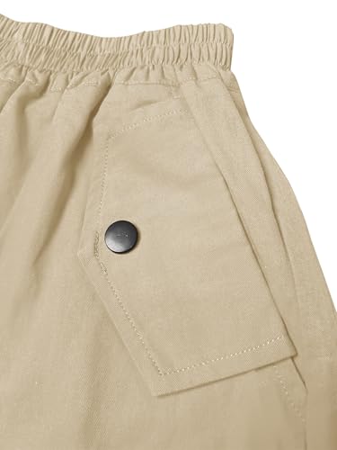 Image of Girls Versatile Casual Solid Cargo Jogger Pants Flap Pockets 6-12 Years
