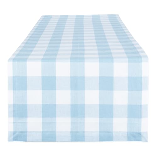 DII Buffalo Check Collection, Classic Farmhouse Table Runner, 14x108, Light Blue & White by DII - Used condition - US$13.11