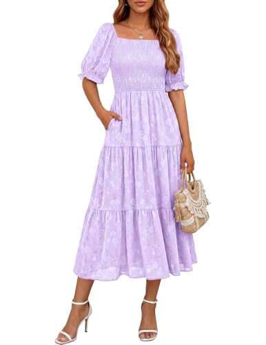 Lavender Lilac Women's Summer Wedding Guest Church Midi Pastel Tea Dress M
