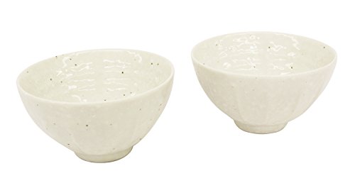 Castle Enterprises Mino Ware Japanese Cafe Series Rice Bowl, White, Set of 2