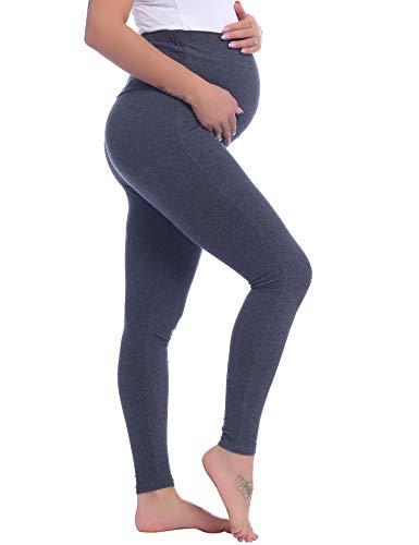 Joyaria Cotton Maternity Leggings Ultra Soft Postpartum Pants Dark Gray
