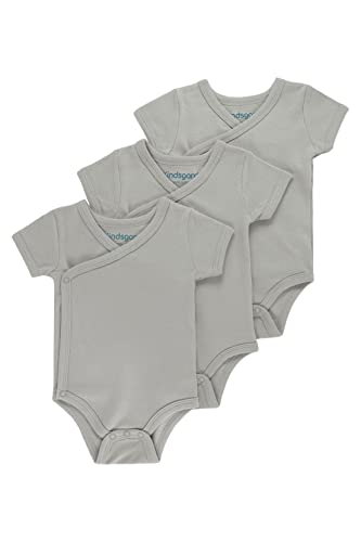 Kindsgard Wickelbody kurzarm „trunder“ – Grau 50 – 3er-Pack aus Jersey – 100% Bio-Baumwolle – OEKO-TEX zertifiziert – unisex Baby Body – ideal für Erstausstattung & Neugeborene