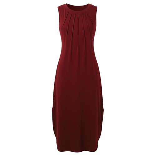 Robe d'été décontractée rouge XXL avec ourlet divisé et imprimé floral bohème