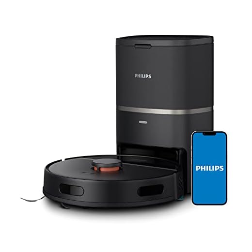 Philips Robot Aspiration/Lavage Homerun Série 3000, Haute Puissance d'aspiration (4000 Pa), Navigation Laser, Autonomie 200 Min, Station de vidage Auto, Aspirateur-Robot, App, Noir (XU3100/01)