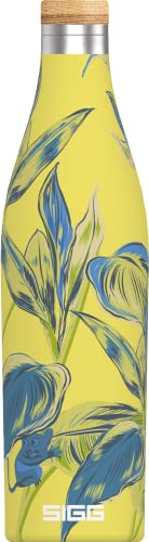 SIGG - Insulated Water Bottle - Meridian - Leakproof - Extra Slim - BPA Free - Plastic Free - Double Walled 18/8 Stainless Steel - Bamboo Screw Top - Yellow - 0.5 L