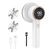 Fabric Shaver Lint Remover for Clothes with 2 Speeds, Digital Display, 6 Leaf Blades, USB Rechargeable Sweater Defuzzer to Remove Pilling Fuzz Ball for Furniture, Couch, Coat.