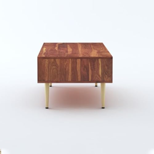 Image of MAMTA DECORATION Solid Sheesham Wood Coffee Table for Living Room | Wooden Center Table with Drawer & Open Shelf Storage for Home, Hall & Lounge | Modern Teapoy /Tea Table | Honey Finish