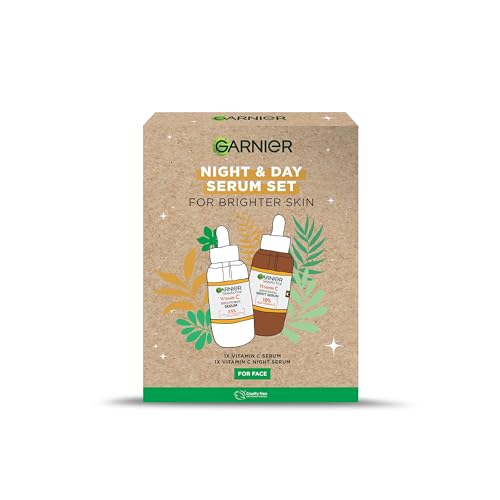 Garnier Vitamin C Day & Night Face Serum Gift Set, Brightens Skin, Reduces Dark Spots, Enhances Glow