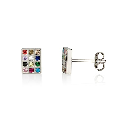 Ephod Breastplate Stud Earrings, Priest Breastplate, 12 Tribes of Israel, 925 Sterling Silver, Jewish & Israeli Made, Holy Land Souvenirs