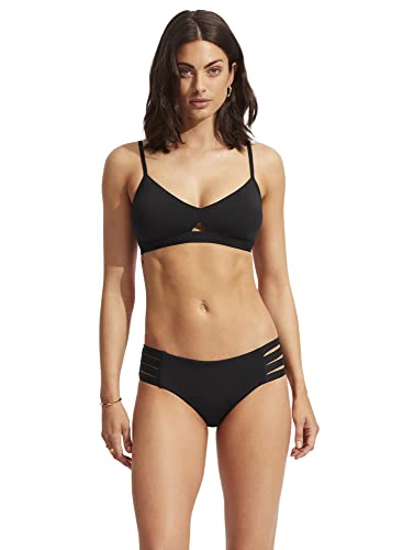 Seafolly Women's Standard Active Hybrid Bralette Bikini Top Swimsuit With Center Keyhole Detail, Eco Collective Black, 6 #TOP1