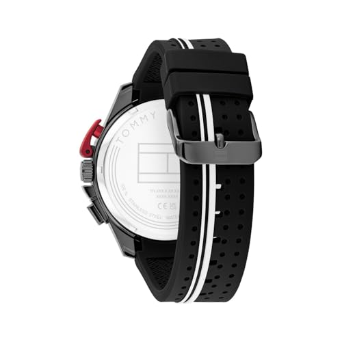 Image of Tommy Hilfiger Bank Quartz Analog with Black Dial Black Silicone Strap Watch for Men - TH1792168