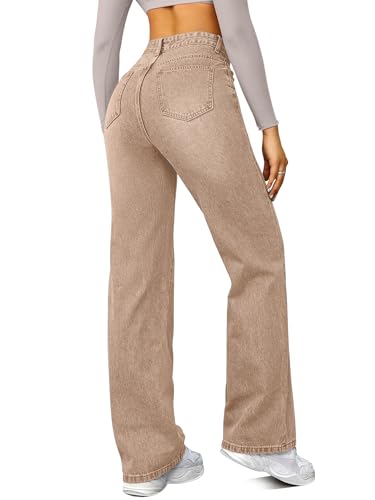 Image of FUNUCA Straight Leg Jeans for Women,High Waisted Wide Leg Loose Microelastic Boyfriend Denim Pants