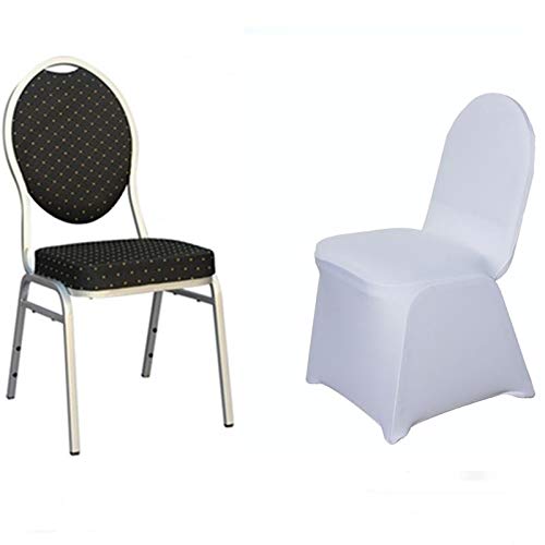 BalsaCircle 10 pcs White Spandex Strechable Banquet Chair Covers Slipcovers for Wedding Party Reception Decorations