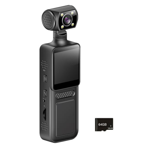 MLWSKERTY Cámara Deportiva Portátil 4K Videocámara De Acción Bolsillo con Pantalla LCD Deportiva Pequeña 180 Grados Grabadora Bicicleta Viaje