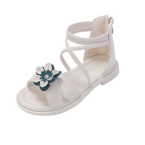 Girls Floral Roman Sandals Summer Flat Open Toe Ankle Sandals With Heel Zipper For Little/Big Kids Girls Sandlas