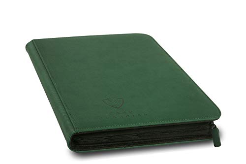 Card Guardian - 9 Pocket Premium Binder with Zipper for 360 Cards - Side Loading Pockets for Trading Card Games TCG (Green)
