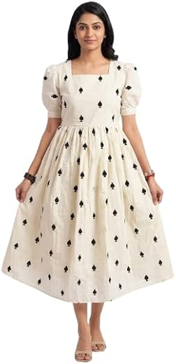 Anita Textile Women's Cotton Printed Embroidery Gown