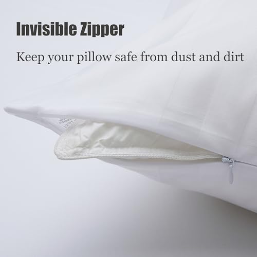 Image of 100% Cotton Toddler Pillow Protectors with Invisible Zipper, 600 Thread Count Sateen Wave Soft Breathable Hypoallergenic Nursery Pillowcases for Kids, 13x18 Inches, Set of 2