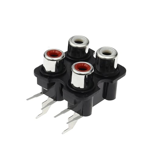 Conector RCA de 4 orificios hembra para chasis de amplificador estéreo AV lote de 10 unidades