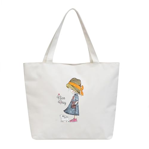 HSR-Tote-Bags-For-Women-Girls-Canvas-Handbag-Zipper-Large-Capacity-Fashion-Bag-for-College-Office-Nice-Day-Girl-Print