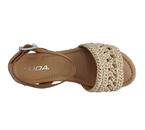 Image of Soda Topic Open Toe Buckle Ankle Strap Espadrilles Flatform Wedge Casual Sandal