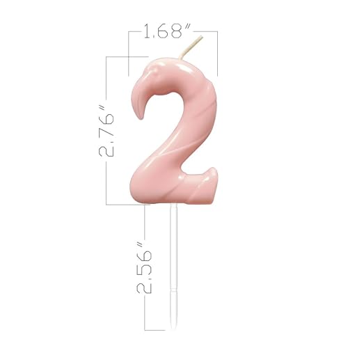 Himomys フラミンゴ ナンバー2 バースデーキャンドル 2歳の誕生日用 - 2歳の誕生日キャンドルのお祝い、ピンクフラミンゴケーキデコレーション(ピンク) [2]