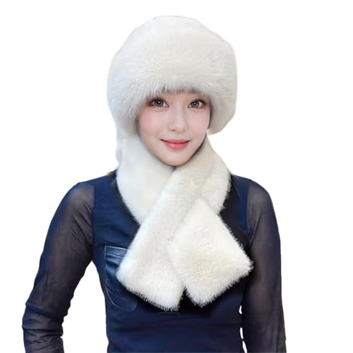 Fuzzy Sherpa Hat for Women Faux Fur Scarves Fall Winter Thicken Thermal Soft Cozy Accessory Fashion Warm Accessory