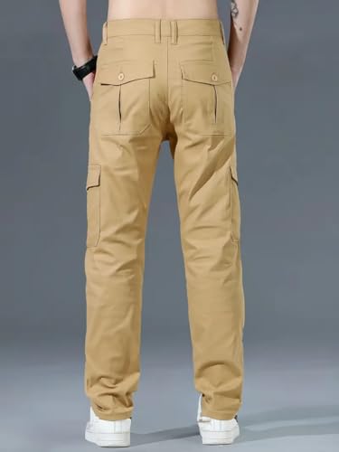 Image of Men's Cotton Cargo Pants Multi-Pocket,Comfortable Work Pants, Durable Trousers & Everyday Wear-CP-036