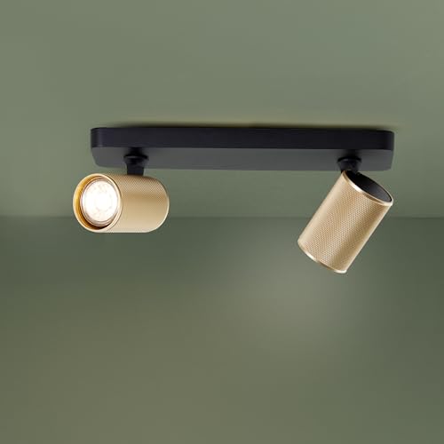 Lightbox barre de spots avec têtes pivotantes - en doré - LEDs incluses - 345 lm - 3000 K - spot de plafond glamour - 12 x 31 x 9 cm - en aluminium - en sable noir/doré mat