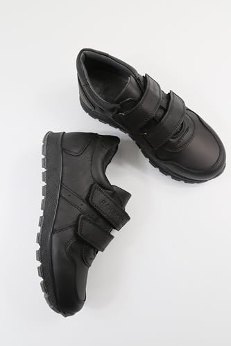 Image of SIRRI Boys Black Leather School Shoes, Formal Smart Back to School Trainers