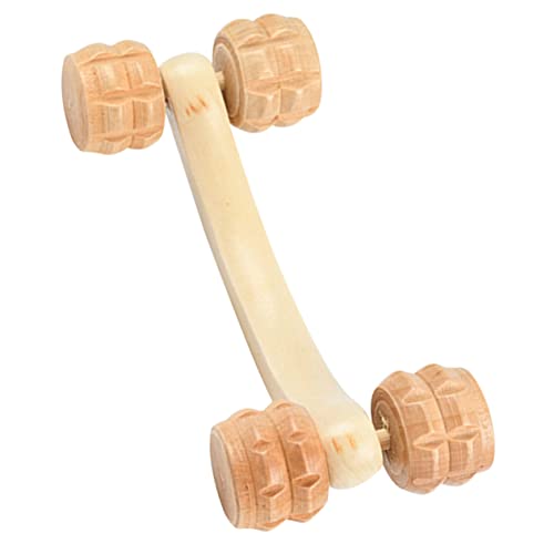 Homoyoyo Handheld Massager Roller 4 Wheel Back Roller Massager Tool Wooden Massage Balls for Muscle Relief Easy to Use for Home Office Travel
