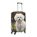 QSMBNET Travel Luggage Cover Bichon Frise Dog Spandex Suitcase Protector Washable Baggage Covers Fashion Elastic Scratch-Resistant Luggage Cover Protector Fits 18-32 Inch Luggage