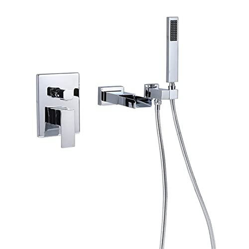 Robinet cascade avec douche murale chromé A pour baignoire avec flexible