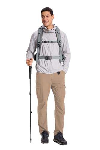 keihTrail Men's Hiking Pants Waterproof Lightweight Work Cargo Quick Dry Tactical Outdoor Fishing Travel Mountain Pants Light Khaki M - image 6