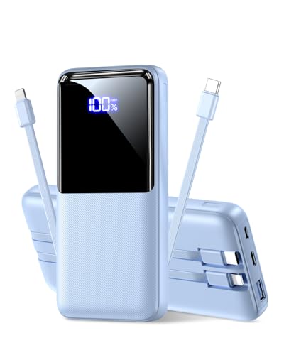 Portable Charger Power Bank, 20000mAh Travel Battery Pack Portable Phone Charger with Built in Cables 22.5W Fast Charging Compatible with iPhone Android Samsung Phone etc
